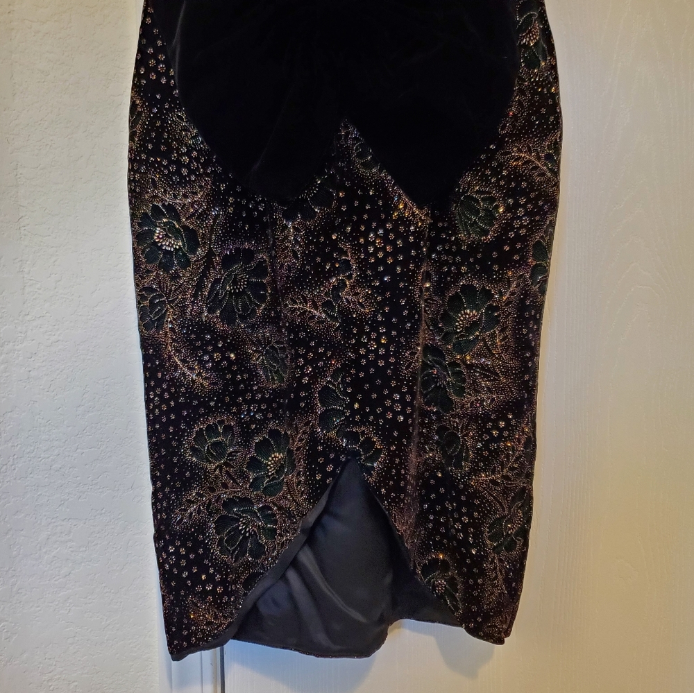 Vintage Jessica McClintock Velvet 80s Party Dress - Picture 7 of 16